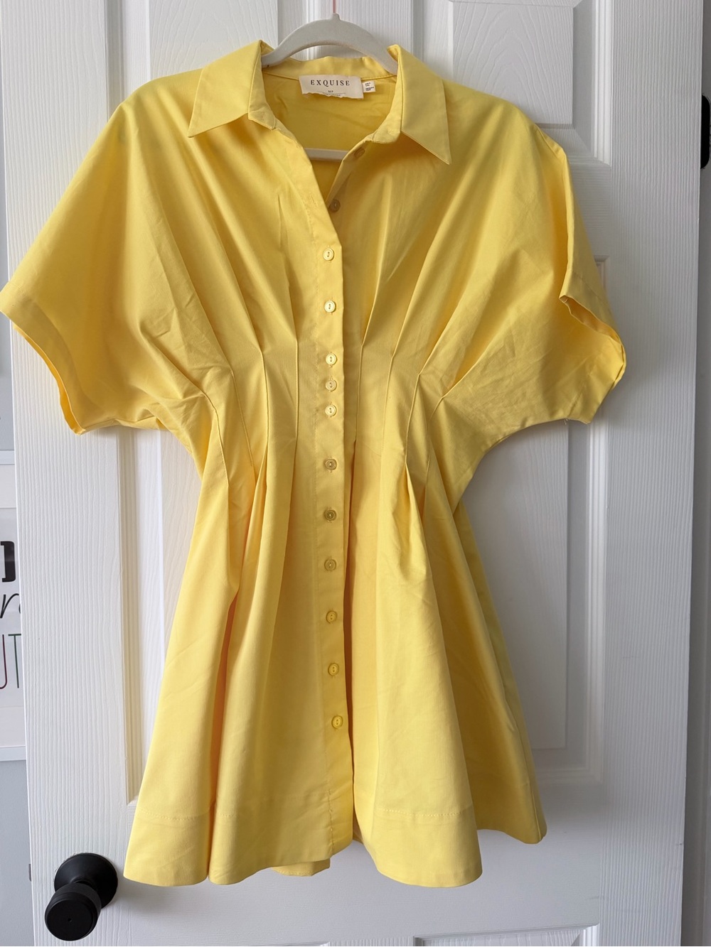 Anthropologie Yellow Button-Front Pleated Women’s dress NEW